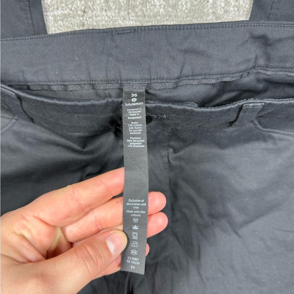 Lululemon ABC Cotton Straight Slim Black Pant Men Size 36 - Picture 4 of 7